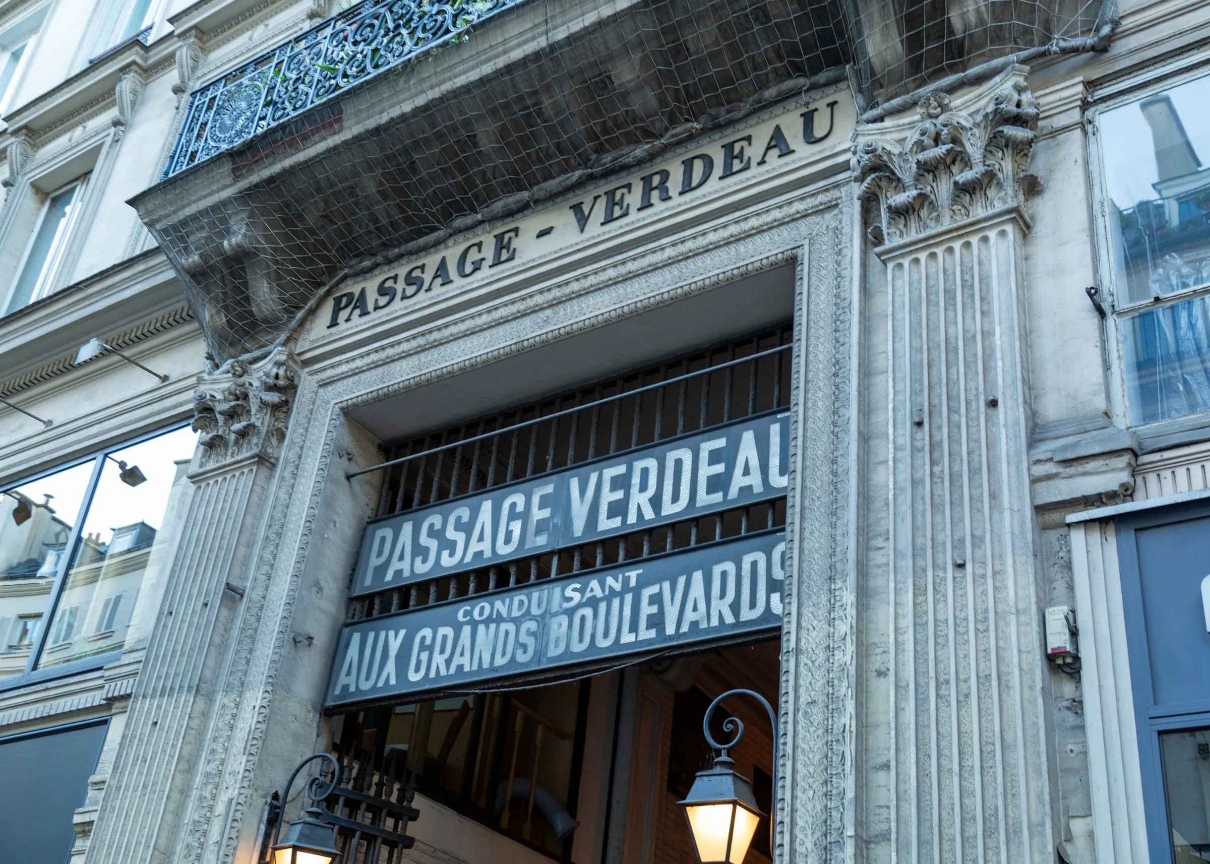 The entrance to Passage Verdeau, "leading to the Grands Boulevards"
