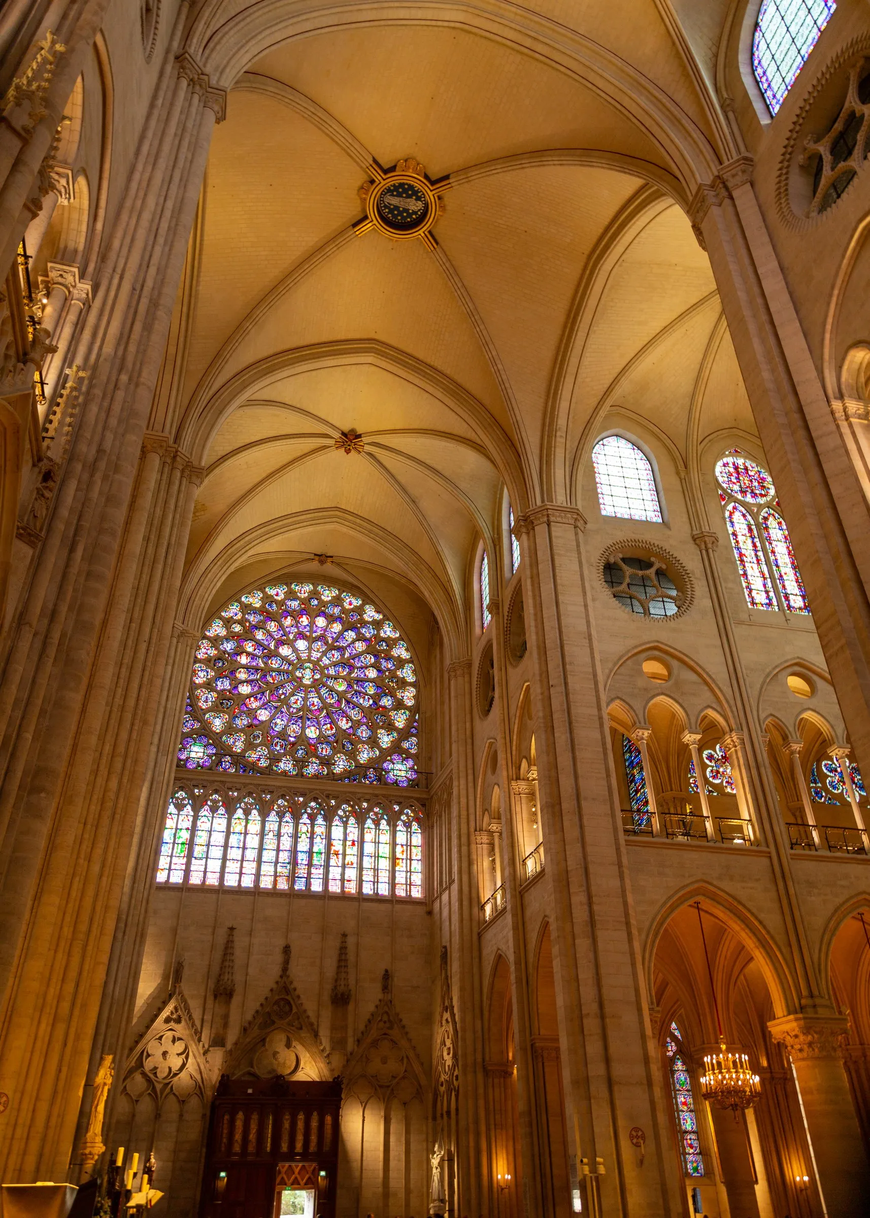 The restored nave and the north rose window