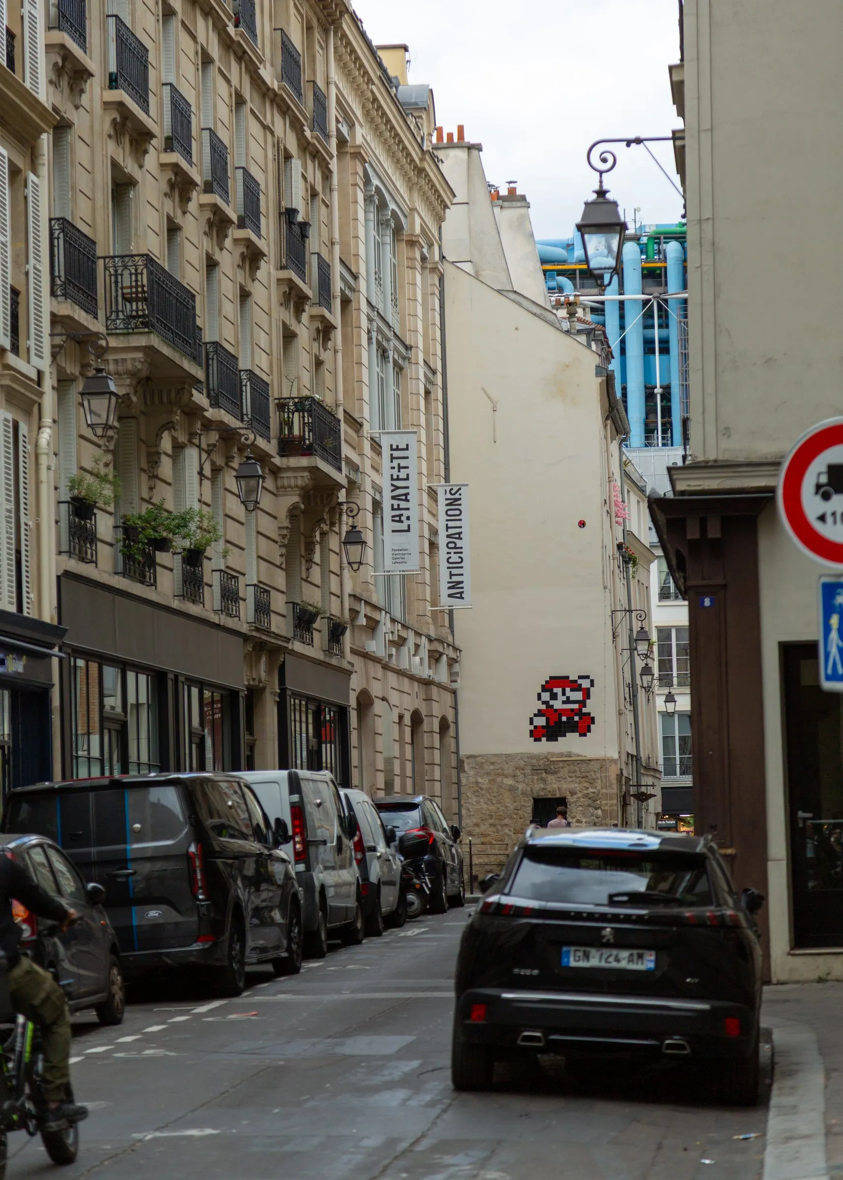 A Space Invader on a side street near the Centre Pompidou