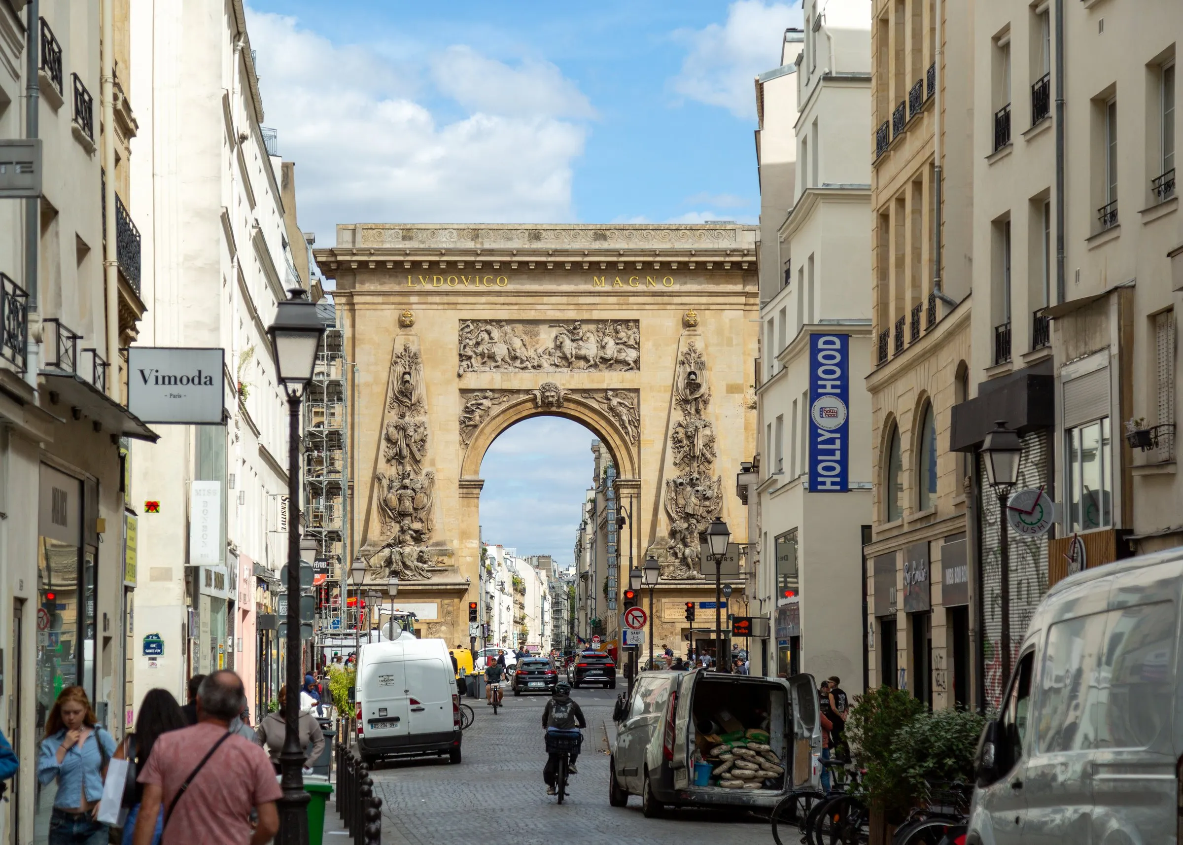Porte Saint-Denis at the end of the street