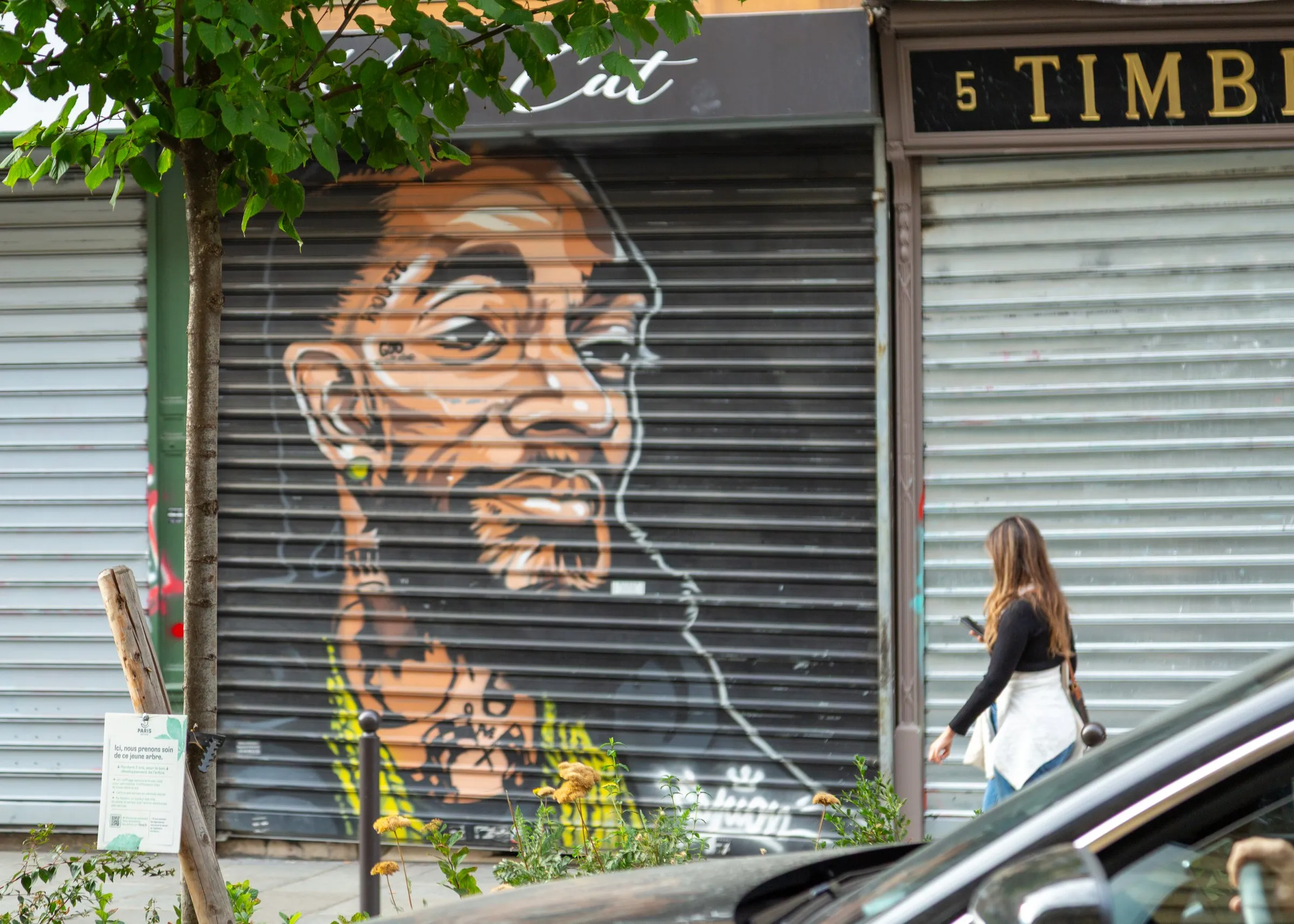 A painted shutter on the Left Bank before breakfast