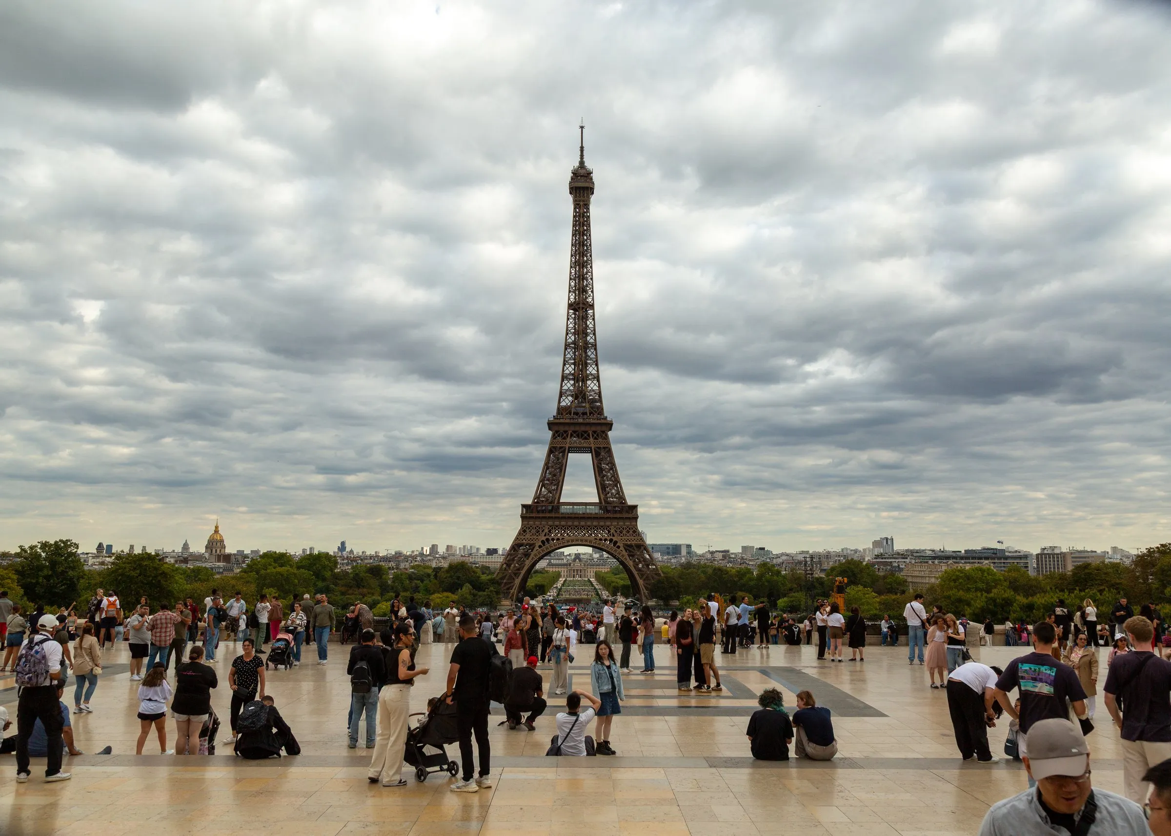 The crowd on the Trocadéro esplanade