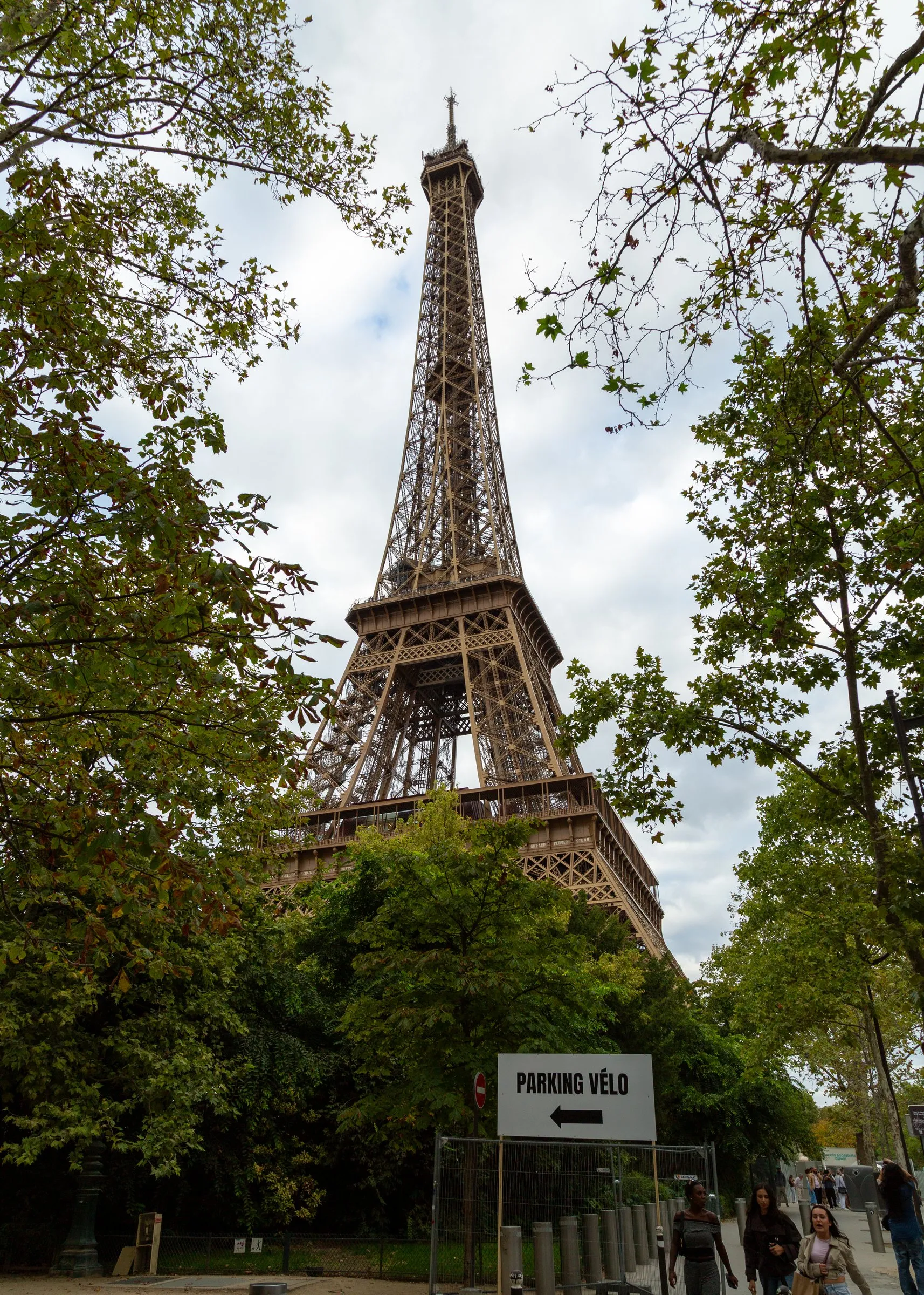 Looking up into the tower from the gardens