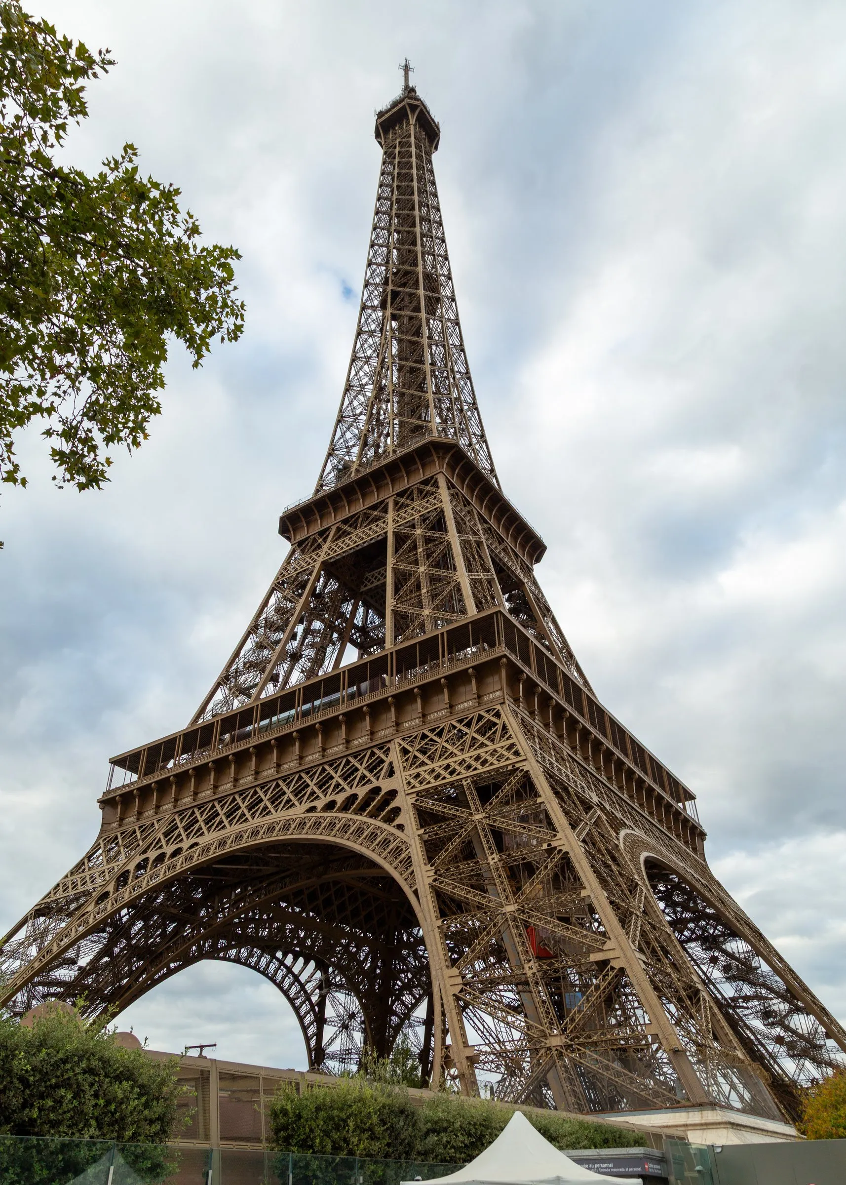 The tower's ironwork from directly below