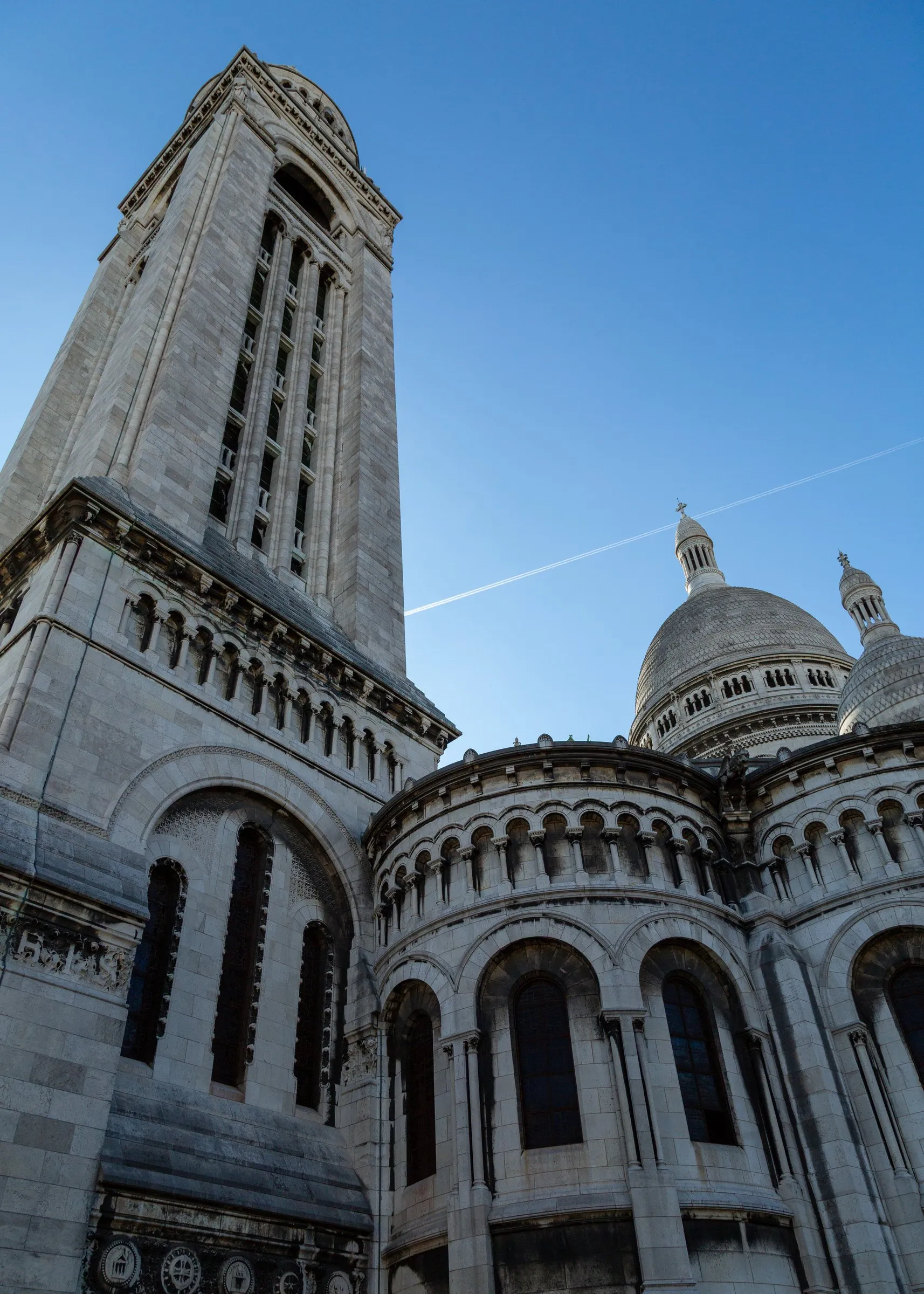 Sacré-Cœur's bell tower and domes from the side