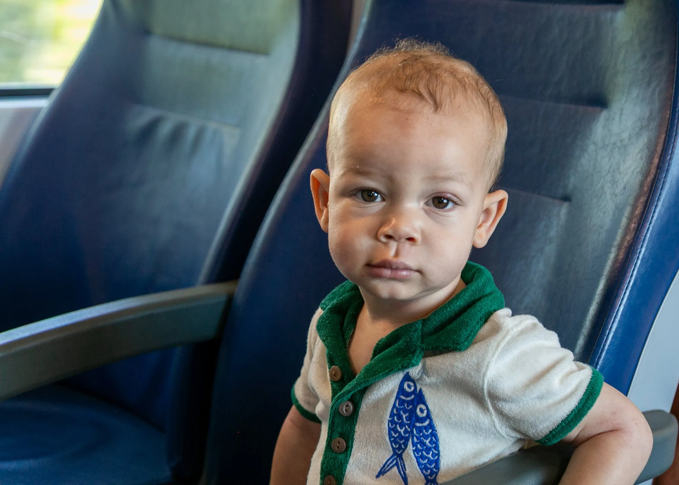 Zavier on the train to Sant'Ellero