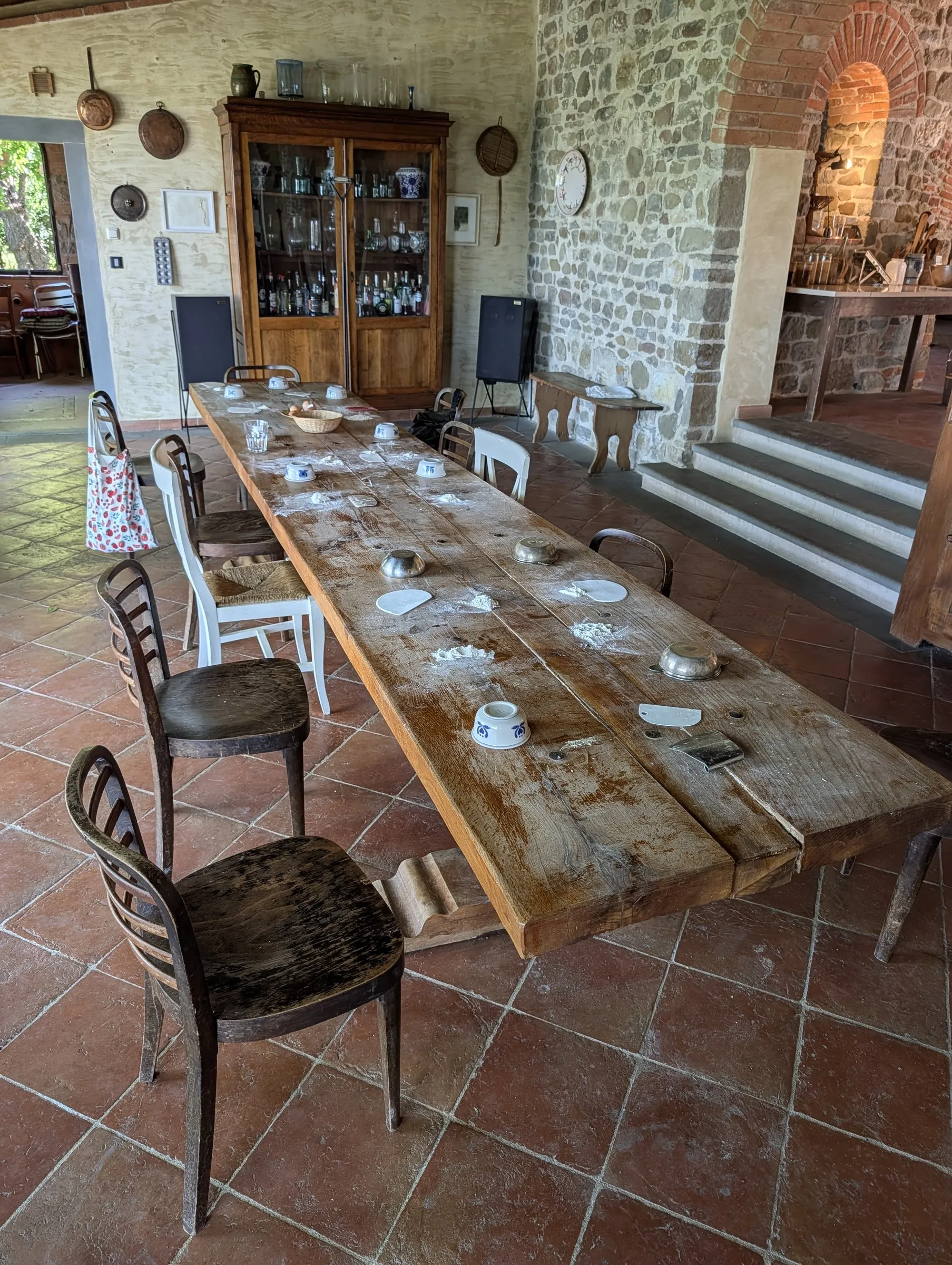 The long table where the family cooked together