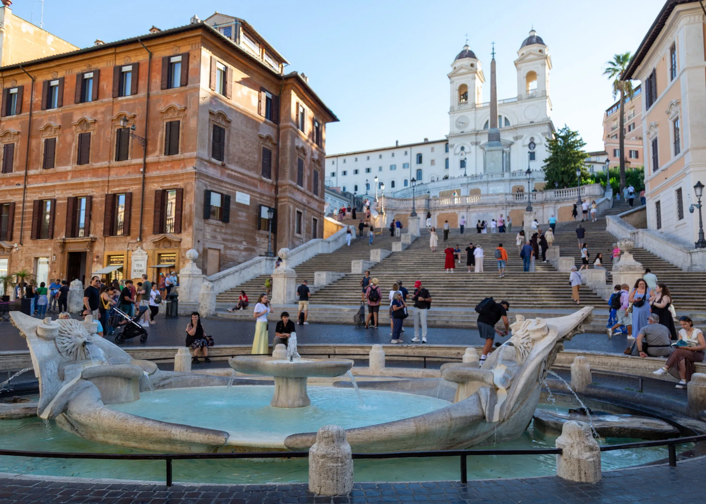 The Spanish Steps above the Barcaccia fountain