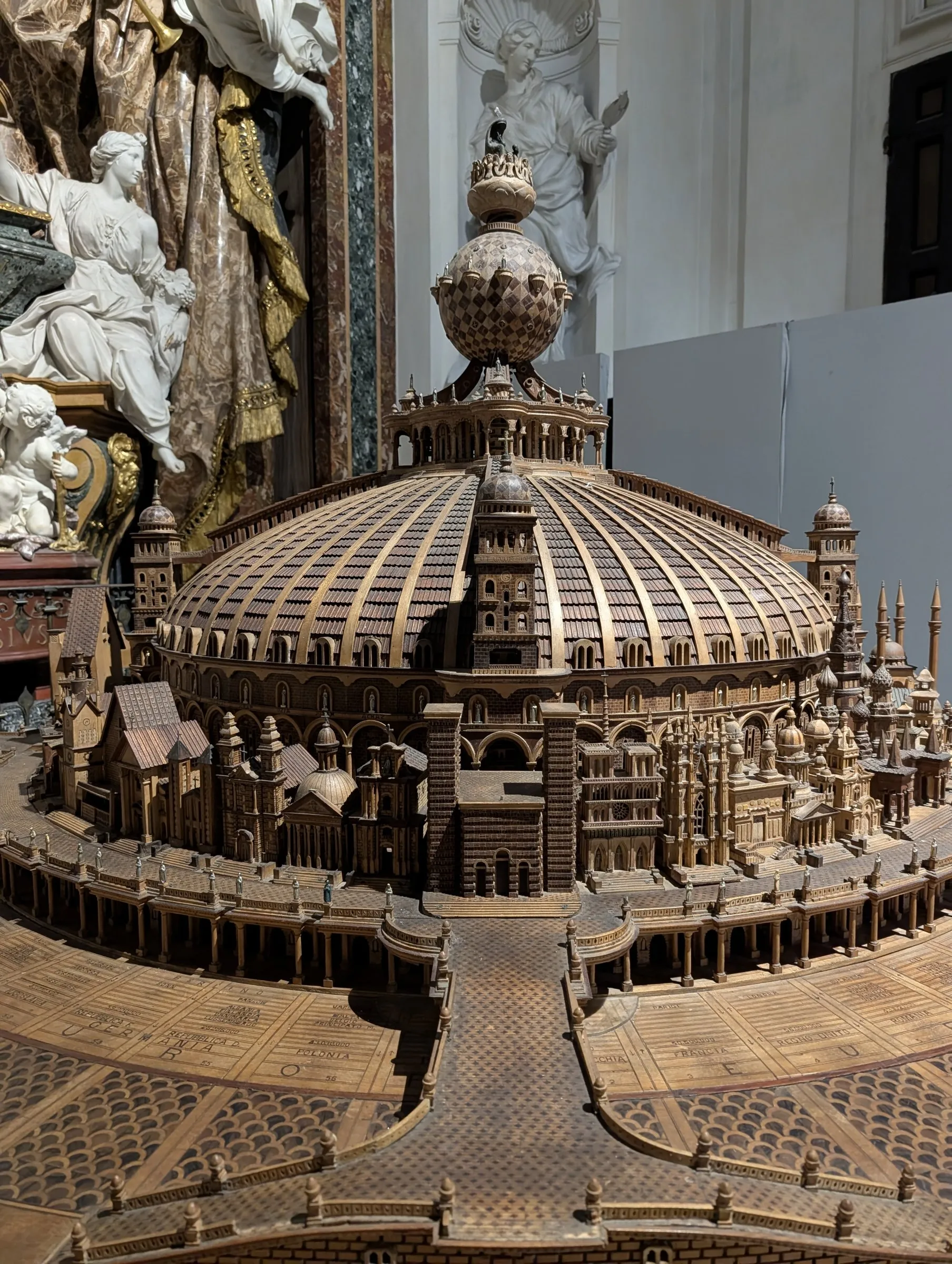 An architectural model on display inside Sant'Ignazio