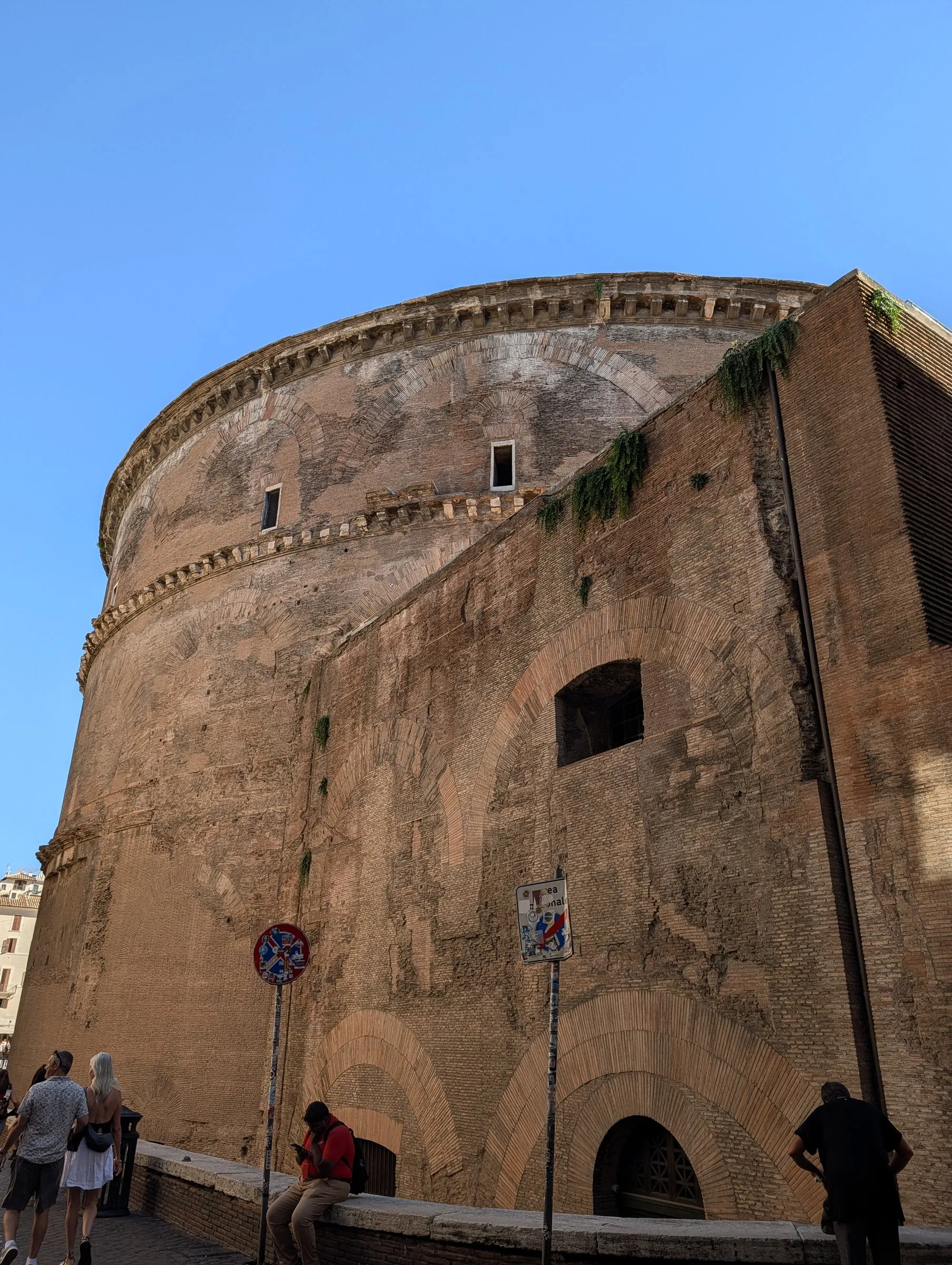 The Pantheon's brick drum from the side street