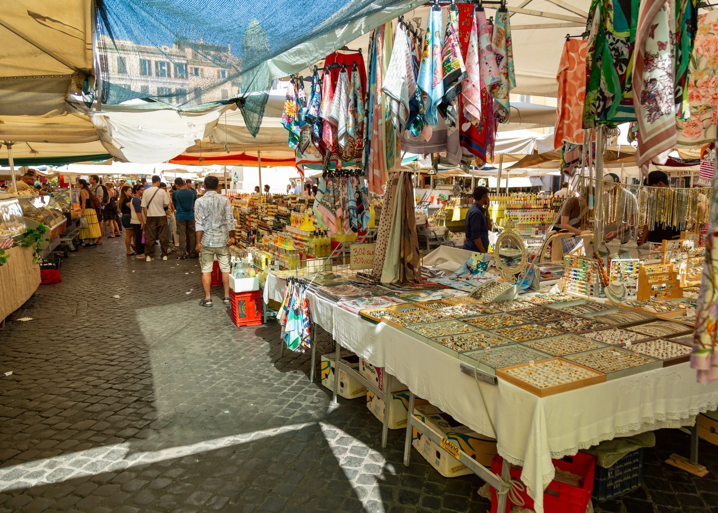 Scarves and souvenirs at Campo de' Fiori