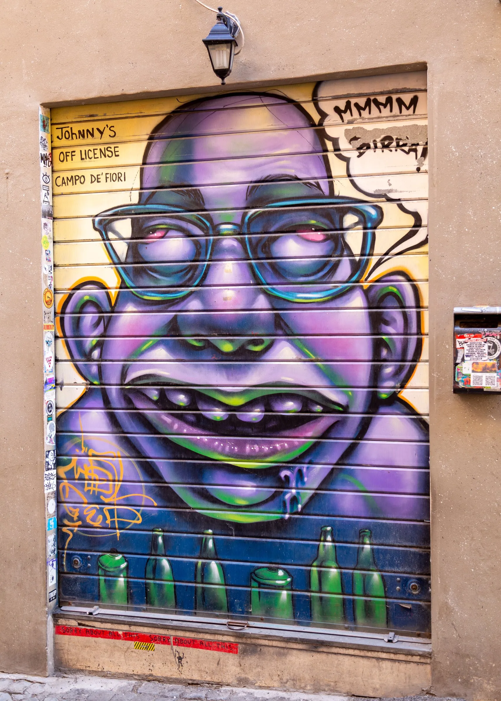 A painted shutter off Campo de' Fiori