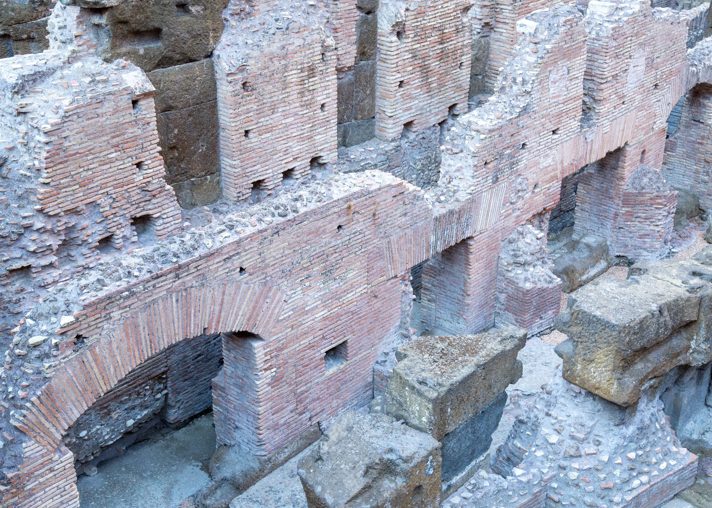 Brick arches under the arena