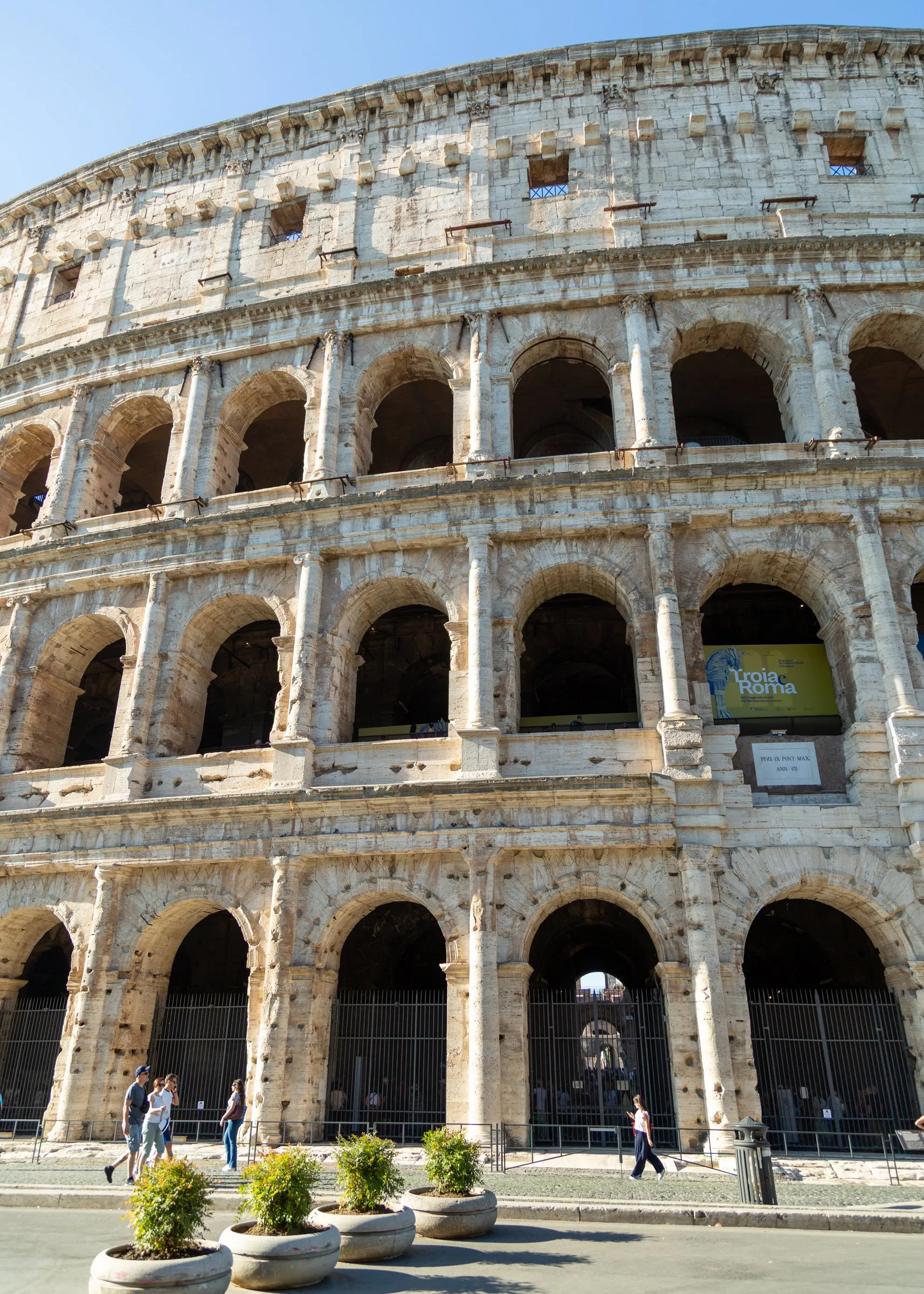 The Colosseum's arches from the street