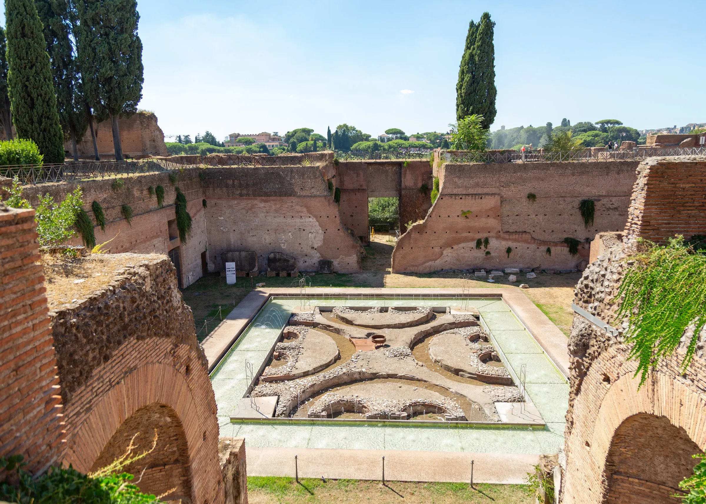 A sunken courtyard in the palace ruins on the Palatine