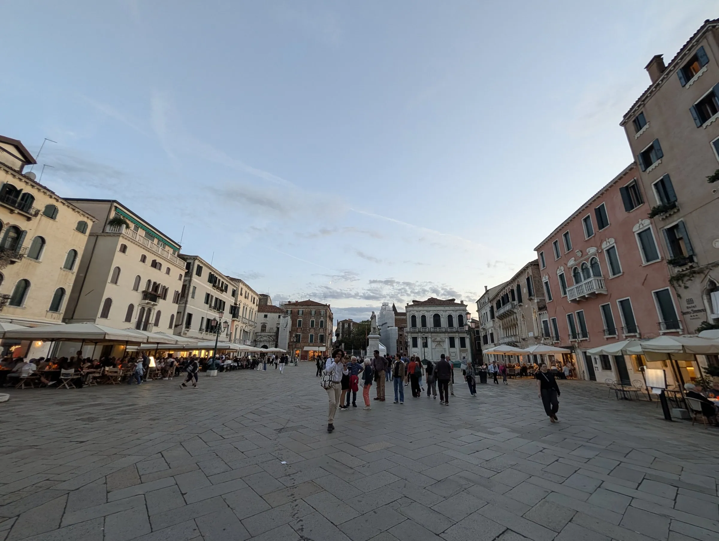 Campo Santo Stefano at dusk, below the hotel window