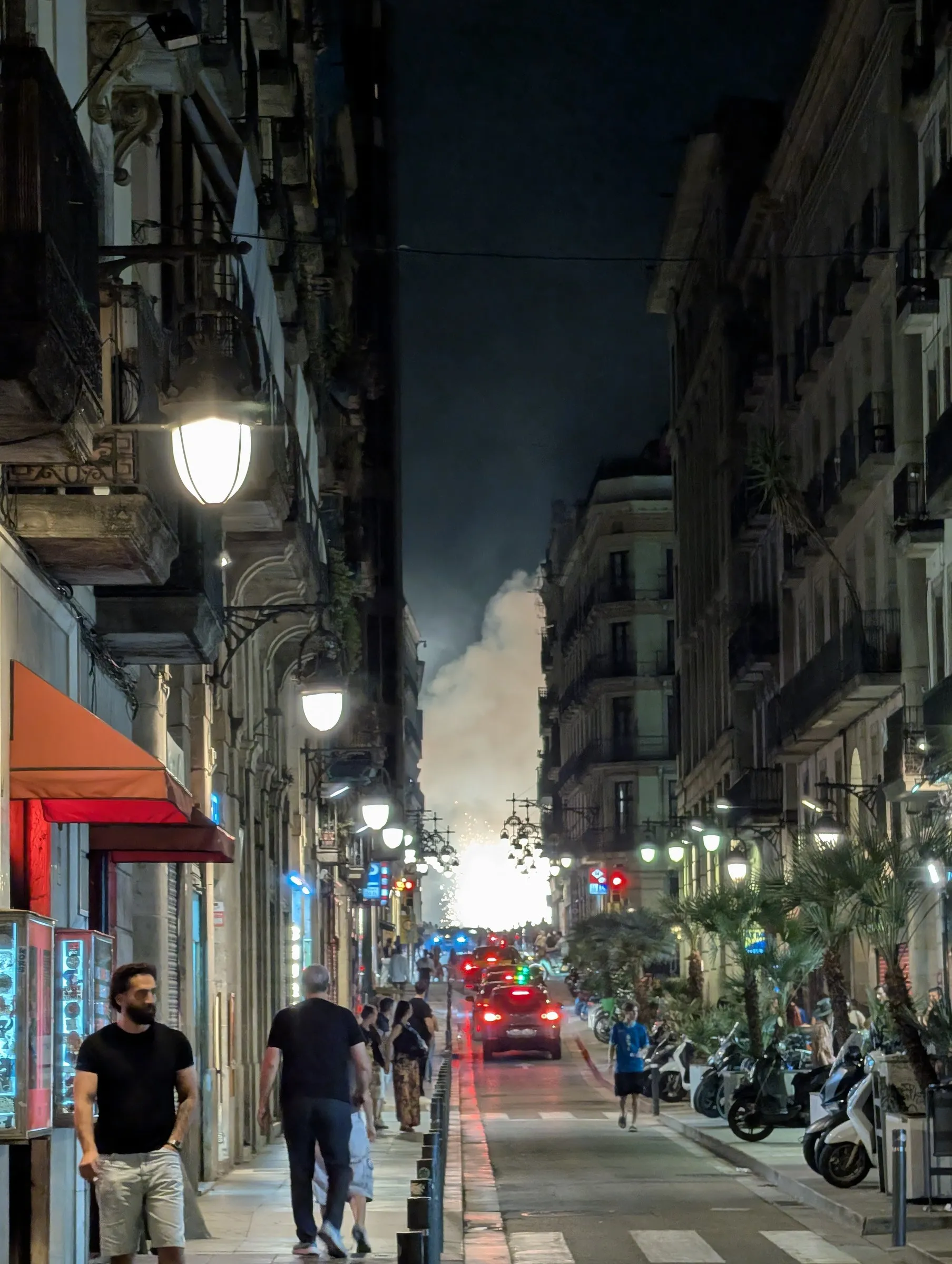 Smoke over the street: following the fireworks