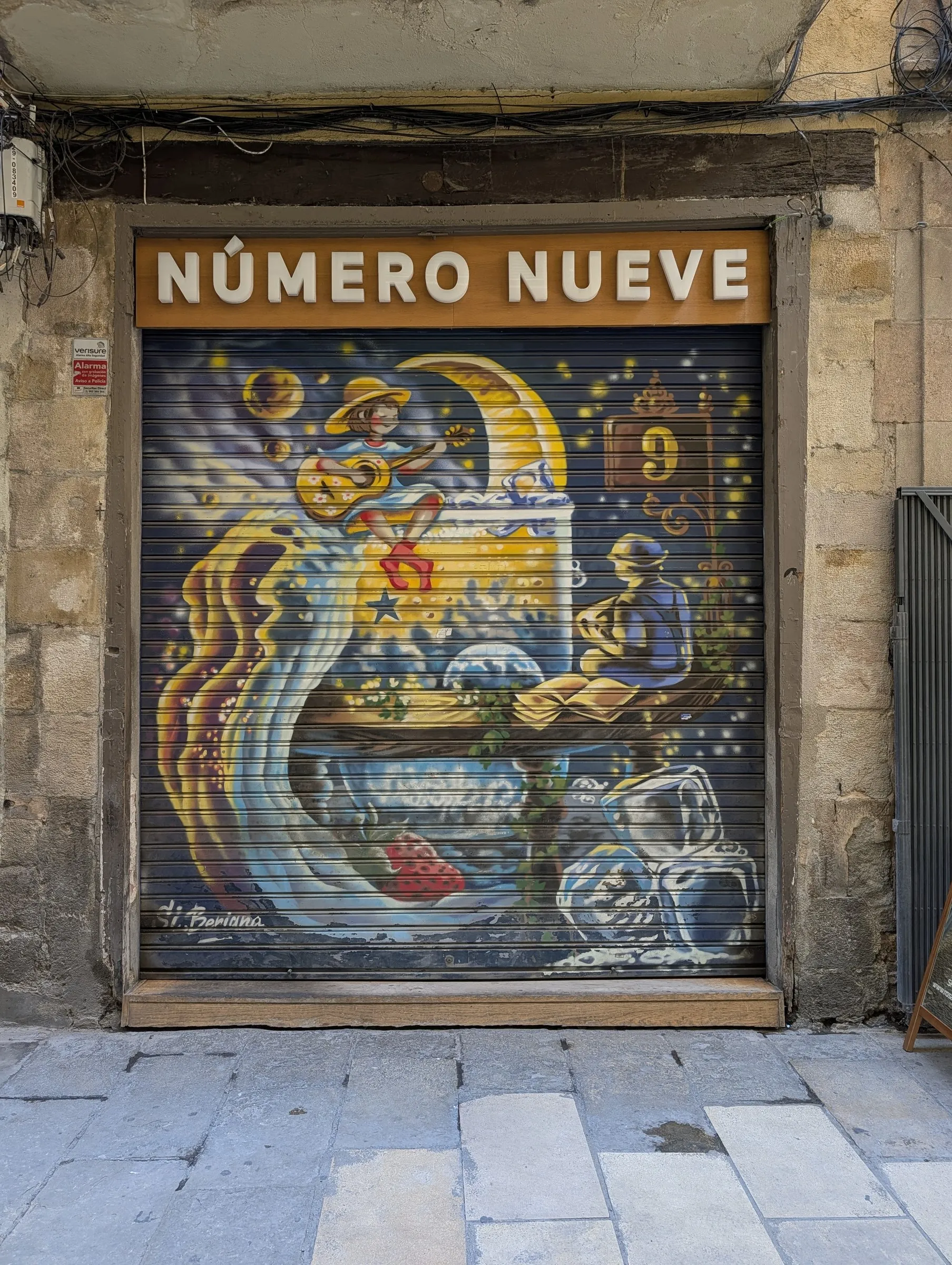 Painted shutter: Número Nueve, El Born