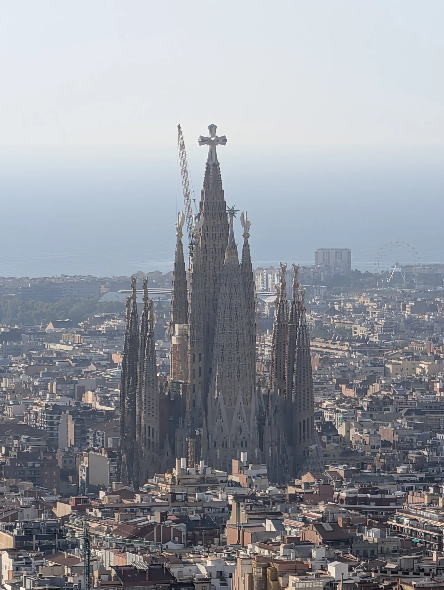 Sagrada Família close up through the haze