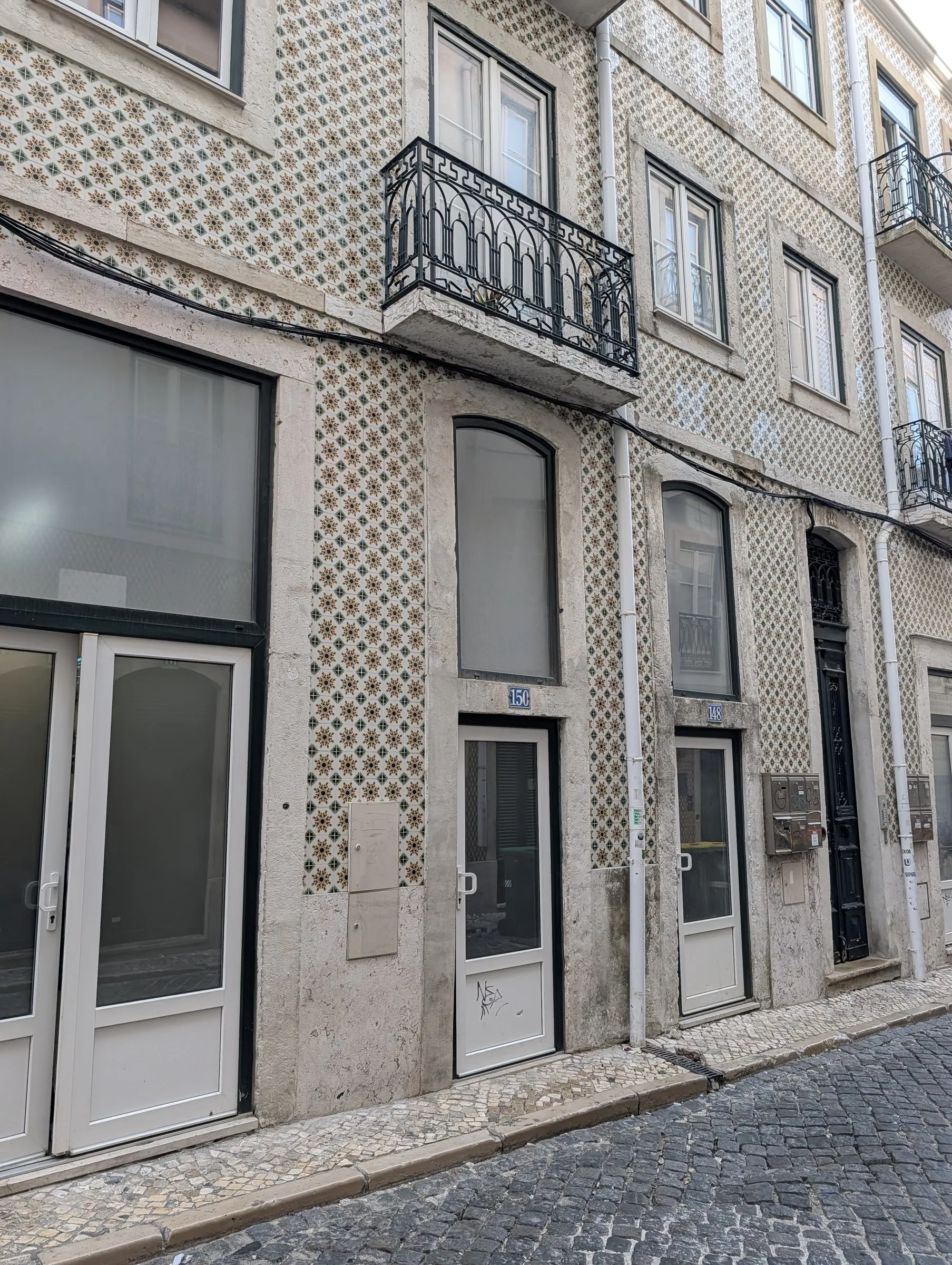 Tiled façades on the walk north