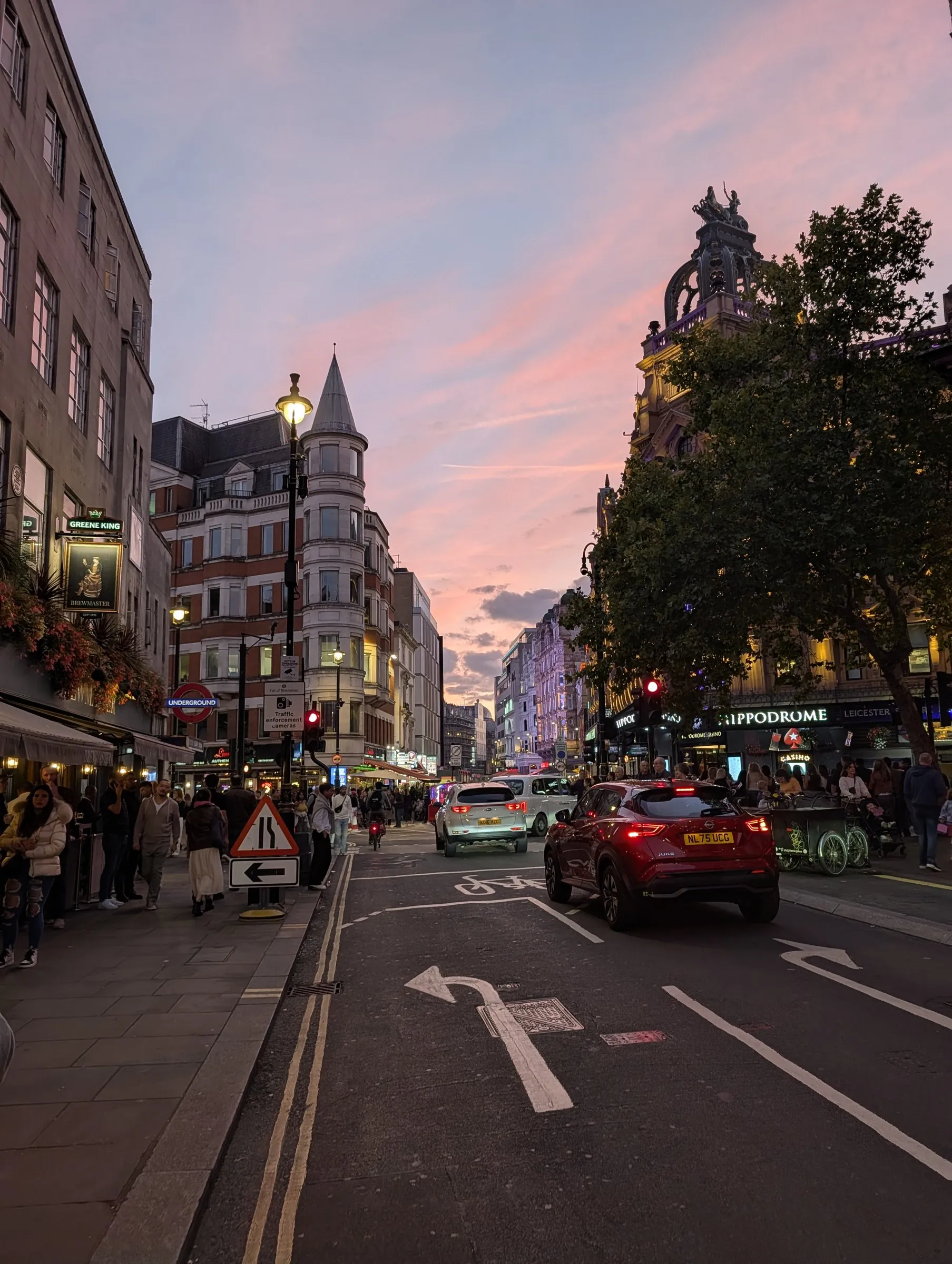 Shaftesbury Avenue at dusk